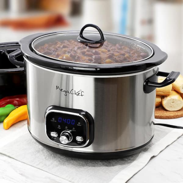 MegaChef 5. 9Qt. + 2. 6Qt. Split Stainless Steel Electric Slow