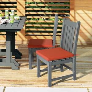 FadingFree Outdoor Dining Square Patio Chair Seat Cushions with Ties, Set of 4,19 in. x 18 in. x 2 in., Orange