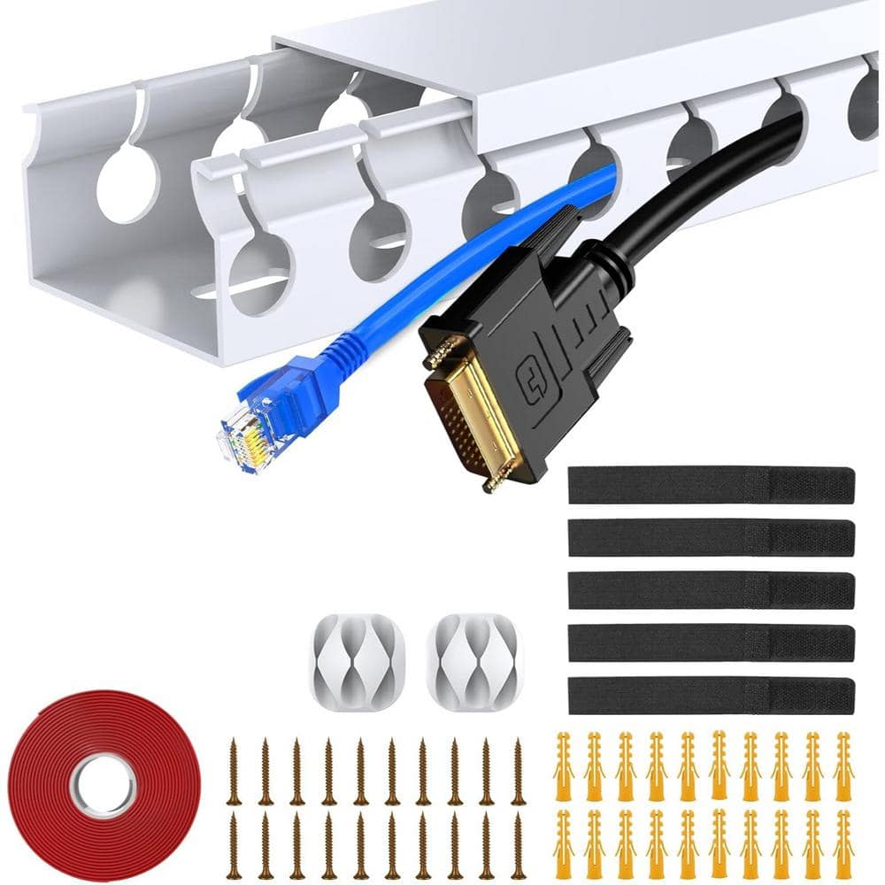 6.42 ft. (5 x 15.5 in. ) PVC Cable Management Raceway, Open Slot Cover for 