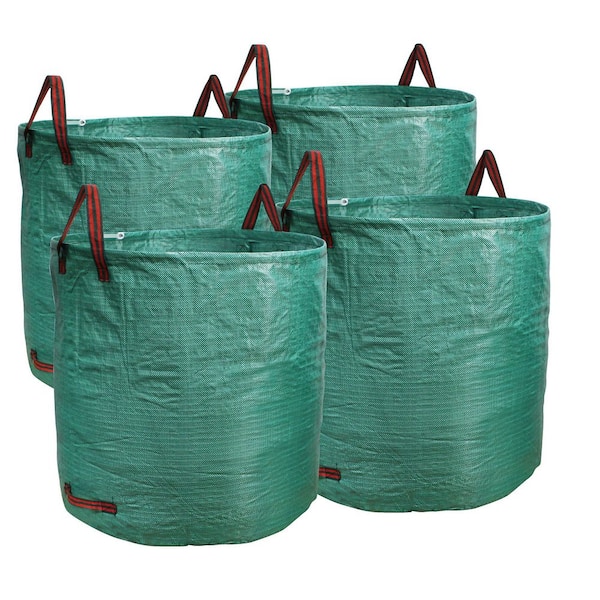 4-Pack 132 Gal. Reusable Lawn and Leaf Bags, Leaf Collecting Tool Bags for Garden Debris and Outdoor Cleanup