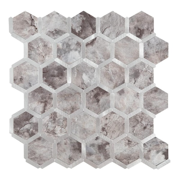 Yipscazo Hexagon Perisa 12 in. x 12 in. PVC Peel and Stick Backsplash Wall Tile (10 sq.ft./10-Sheets)