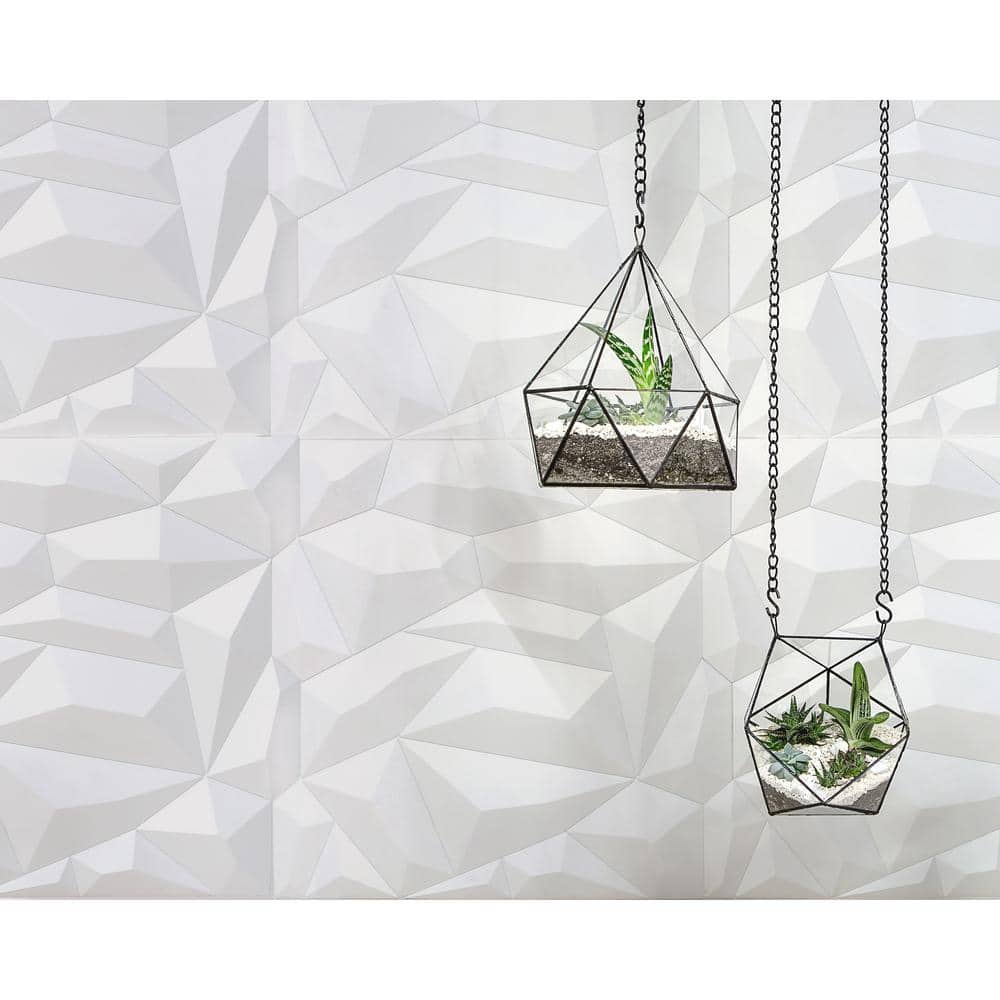 Glacier White 24" x 24" Geometric Vinyl Interlocking Wall Paneling, 6-Pack