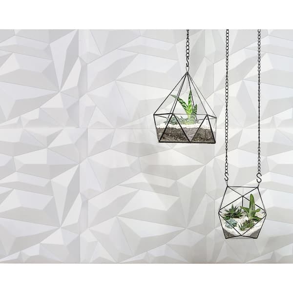 24'' x 24'' Glacier PVC Seamless 3D Wall Panels in White 9-Pieces
