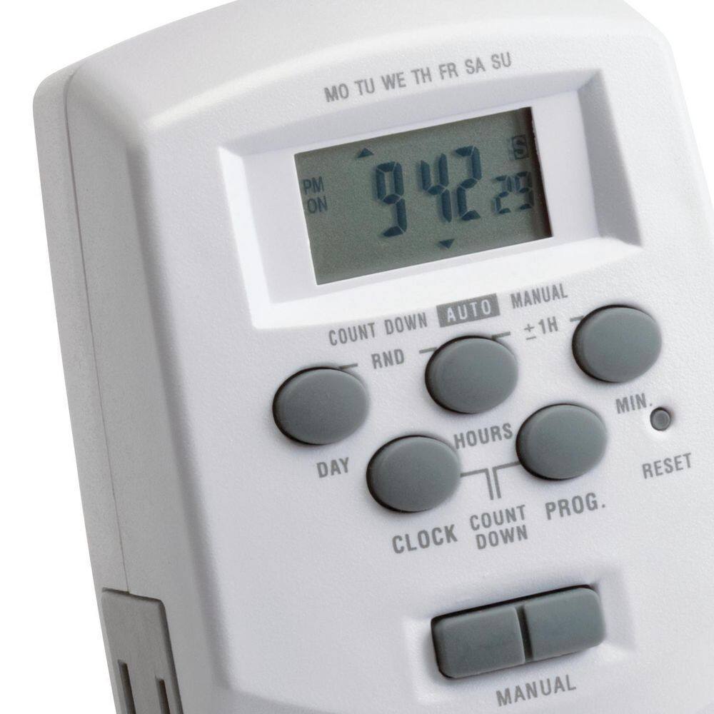 White Plastic 12-Volt Digital Timer with LCD Display