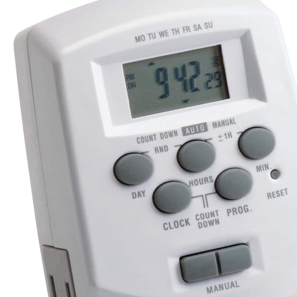 White Plastic 12-Volt Digital Timer with LCD Display