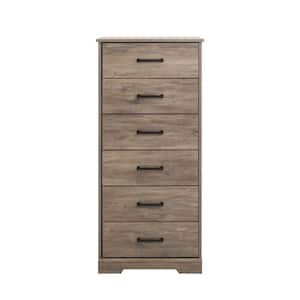 Rustic Ridge Brown 6-Drawer 18.5 in. D x 23.75 in. W x 51.5 in. H Dresser Chest of Drawers