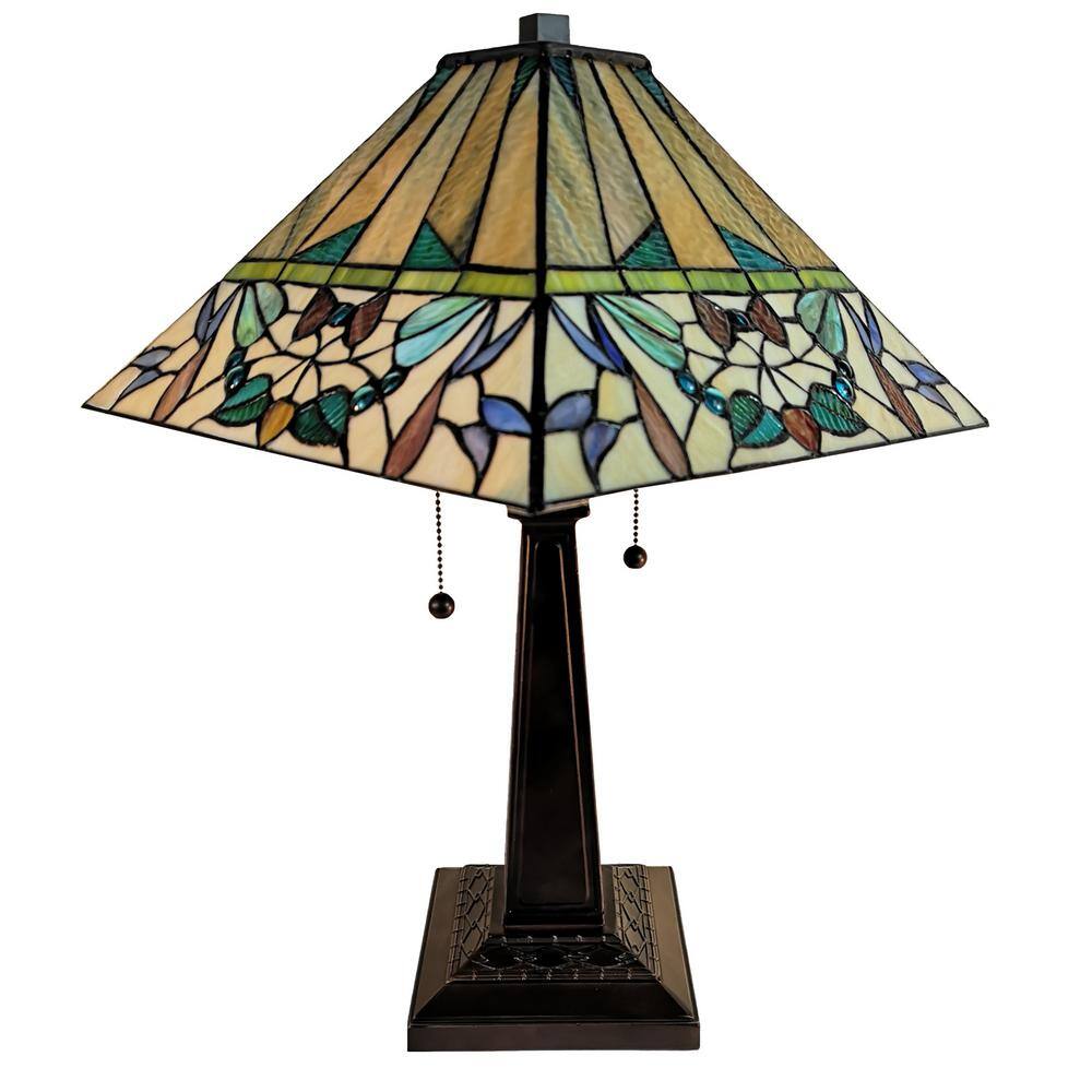 Amora 22" Tall Bronze Tiffany Style Stained Glass Table Lamp