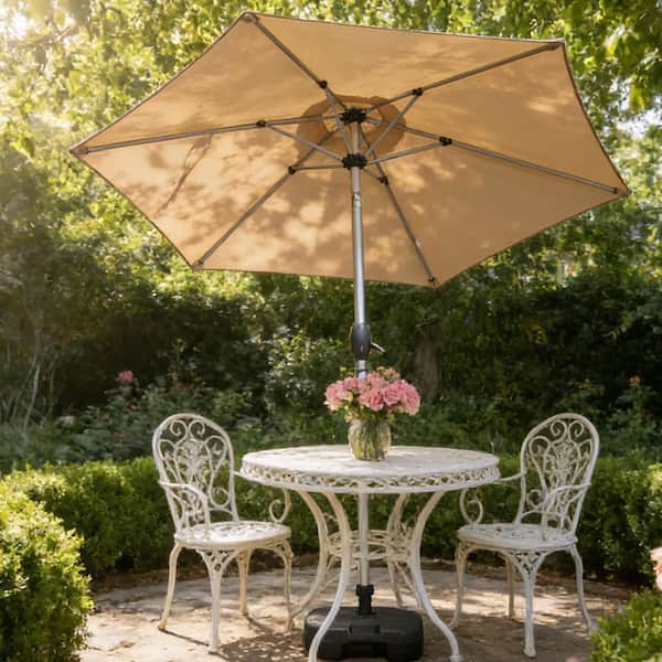 7.5 ft. Beige Patio Umbrella in with Push Button Tilt and Crank