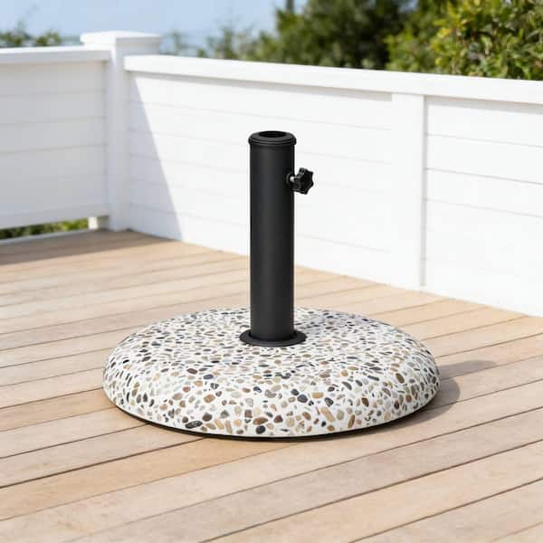 45 lbs. Heavy-Duty Round Concrete Patio Umbrella Stand in Cobblestone