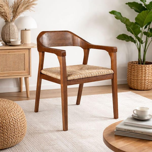 Boraam Rasmus Dining Rush Armchair-Chestnut Wire-Brush Finish