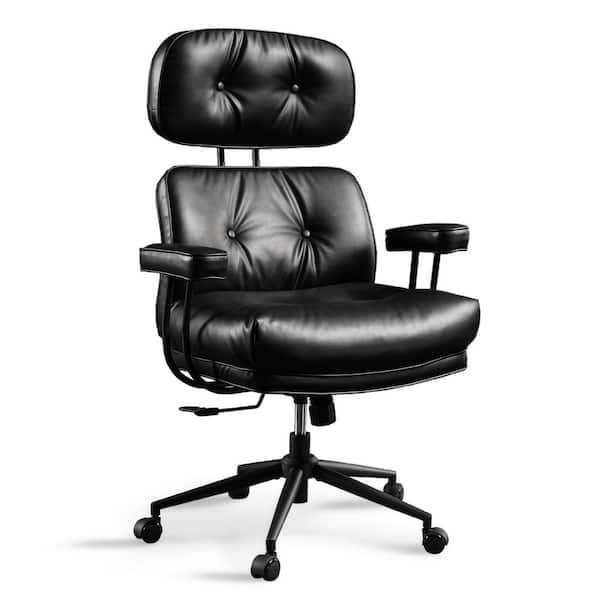 Allwex Kro PU Fabric Swivel Ergonomic Office Task Chair in Black