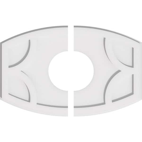 Ekena Millwork 24 in. W x 16 in. H x 7 in. ID x 1 in. P Kailey Architectural Grade PVC Contemporary Ceiling Medallion (2-Piece)