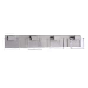 Alamere 29 in. 4-Light Brushed Polished Nickel Finish LED Vanity Light Bar with Clear Seeded Glass