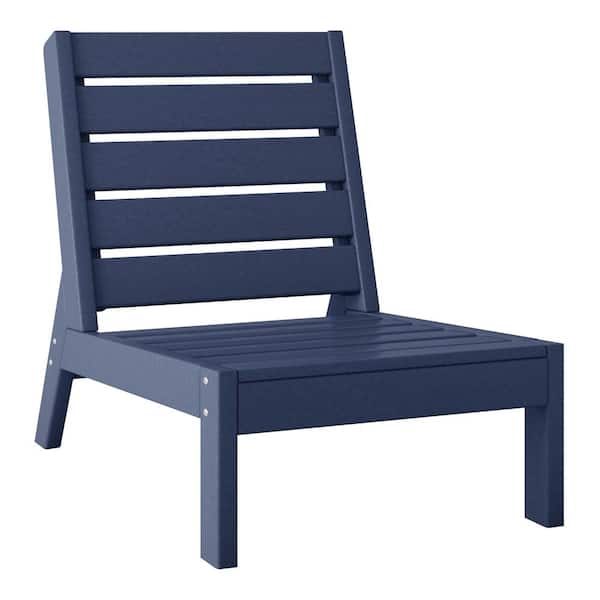 WESTIN OUTDOOR Birchwood Outdoor Patio Deep Seating HDPE Armless Lounge Chair in Navy Blue