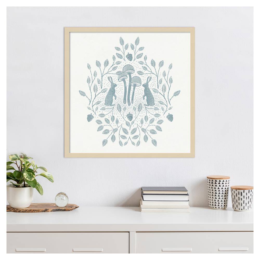 Svelte Natural Framed Rabbits and Mushrooms Graphic Art Print