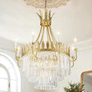 Yuki 12-Light Gold Neoclassical Crystal Luxury Chandelier