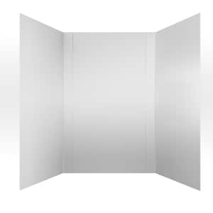 Rib 1 60 in. W x 96 in. H x 42 in. D 3-Piece Glue-Up PVC Tub Surrounds Wall Panels in Gloss White