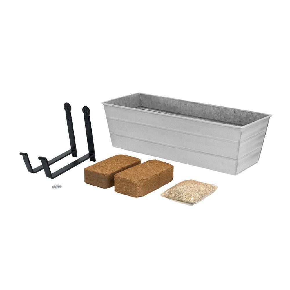 "24"" W Medium Cape Cod White Galvanized Steel/Wrought Iron Indoor Oudoor Bloom Box Garden Growing Kit With Wall Brackets" price history on PriceWatchPro