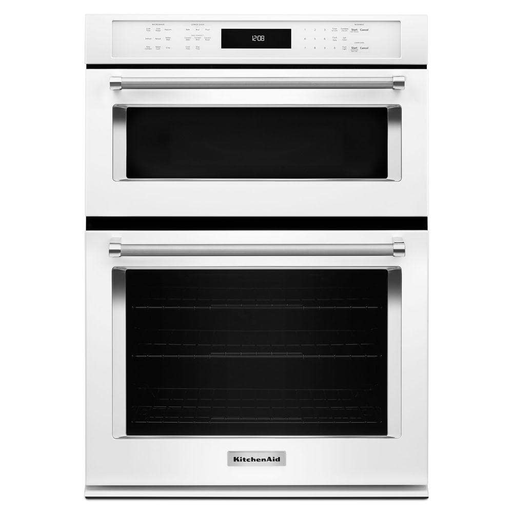 KitchenAid 30 in. Electric Even-Heat True Convection Wall Oven with Built-In Microwave in White