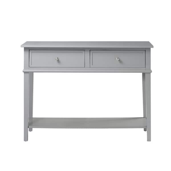 Ameriwood Queensbury 42 in. Gray Standard Rectangle MDF Console Table with Drawers
