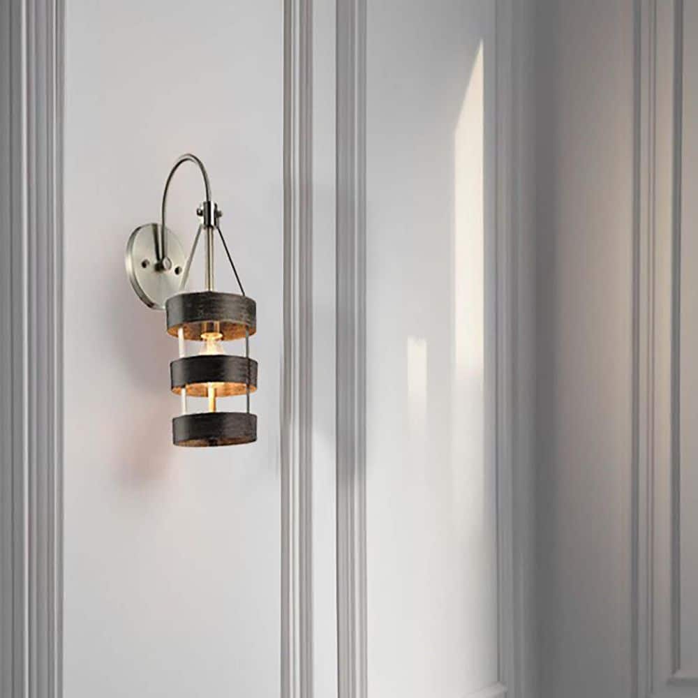 1-Light Brushed Nickel and Walnut Striped Cylindrical Wall Sconce price history on PriceWatchPro
