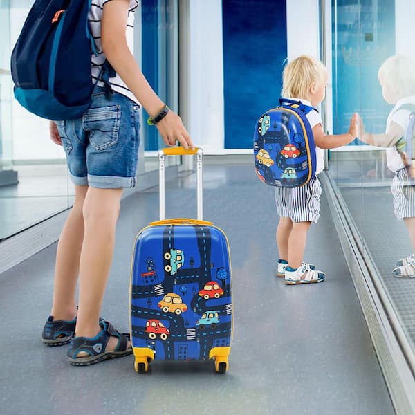 2PC 13 in. Kids Carry On Luggage Set 12'' Backpack & 18'' Rolling Suitcase for Travel