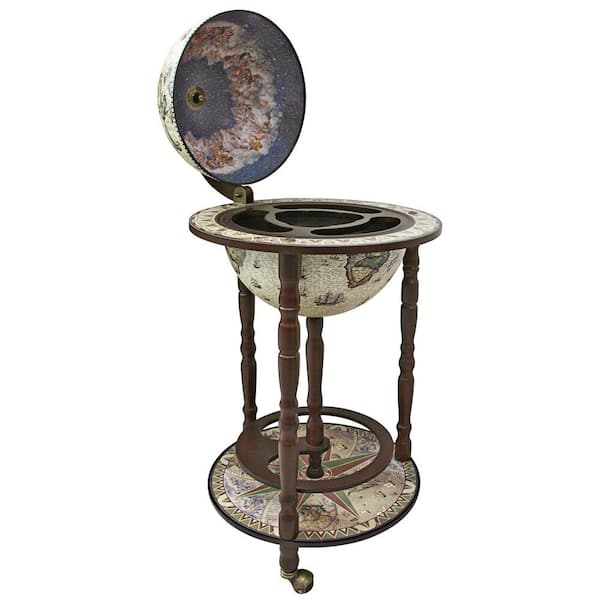 Design Toscano Sixteenth Century Crema Durata Multi-Colored Replica Globe Bar Cabinet