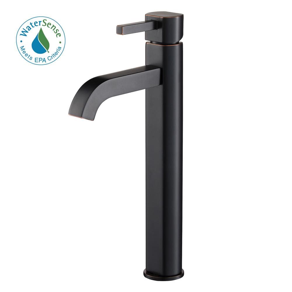 Satin Nickel Modern Vessel Single Hole Faucet in Bronze