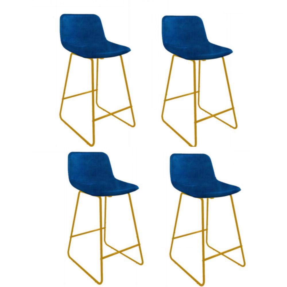 LUE BONA Alexander 30 in. Royal Blue Bar Stools Low Back Metal Frame Counter Height Bar Stool