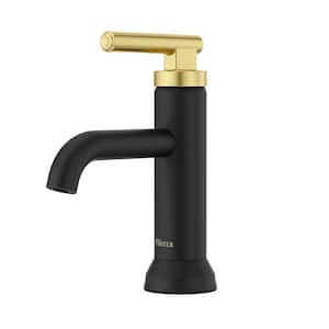 Capistrano Single Handle Single Hole Bathroom Faucet in Matte Black/Brushed Gold