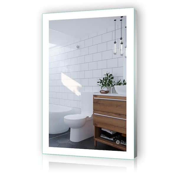 Unbranded 24 in. W x 36 in. H Rectangular Frameless Wall Mount Bathroom Vanity Mirror in Silver with LED Light Anti Fog