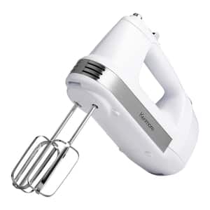 Kenmore 5-Speed Hand Mixer / Beater / Blender, White, 250W, with Clip-on Accessory Storage Case