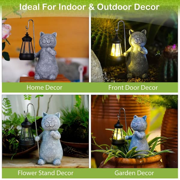 Goodeco Solar Garden Statue Cat Figurine- Garden Art with Goodeco Solar Garden Statue Cat Figurine- Garden Art with