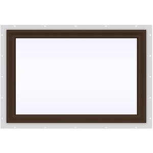 35.5 in. x 23.5 in. V-2500 Series Brown Painted Vinyl Picture Window w/ Low-E 366 Glass