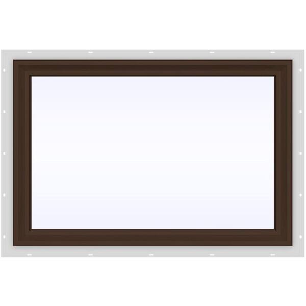 JELD-WEN 35.5 in. x 23.5 in. V-2500 Series Brown Painted Vinyl Picture Window w/ Low-E 366 Glass