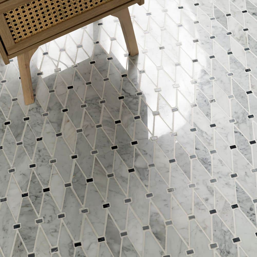 Azula Floret 12x12 Marble Mosaic Tile for Bathroom and Kitchen