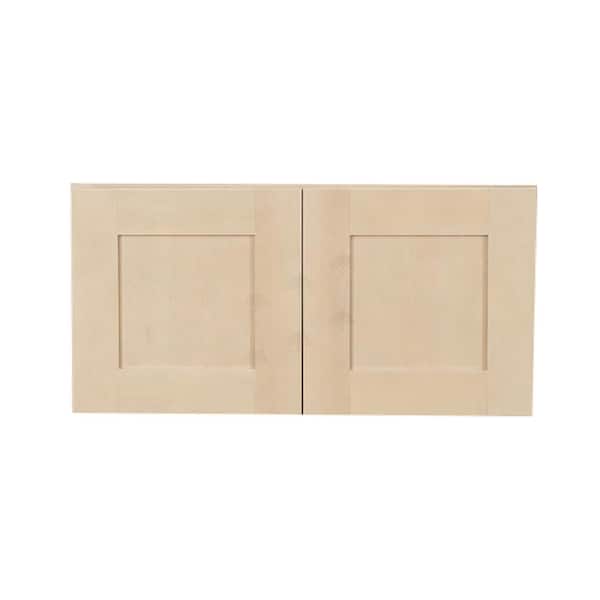 LIFEART CABINETRY Lancaster Shaker Assembled 30x15x12 in. Wall Cabinet with 2 Doors no Shelf in Stone Wash