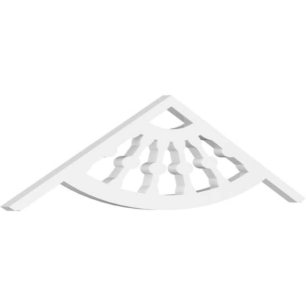 Ekena Millwork 1 in. x 36 in. x 9 in. (6/12) Pitch Classic Wagon Wheel Gable Pediment Architectural Grade PVC Moulding