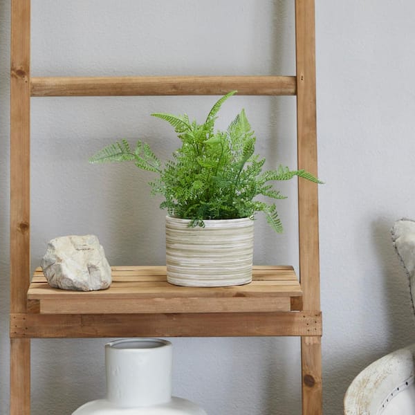 11 in. H Fern Artificial Plant with Realistic Leaves and Patterned Round Pot