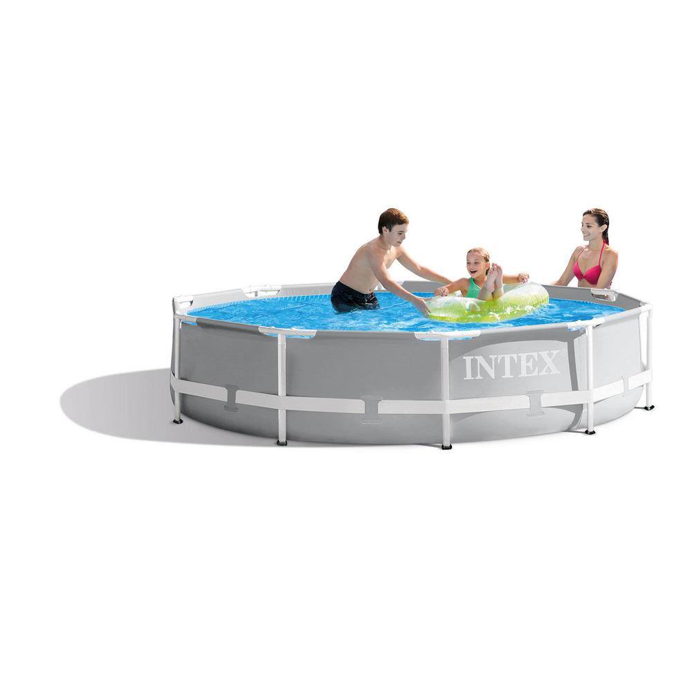 Intex 10' x 30" Gray Round Above Ground Pool with Cartridge Filter Pump