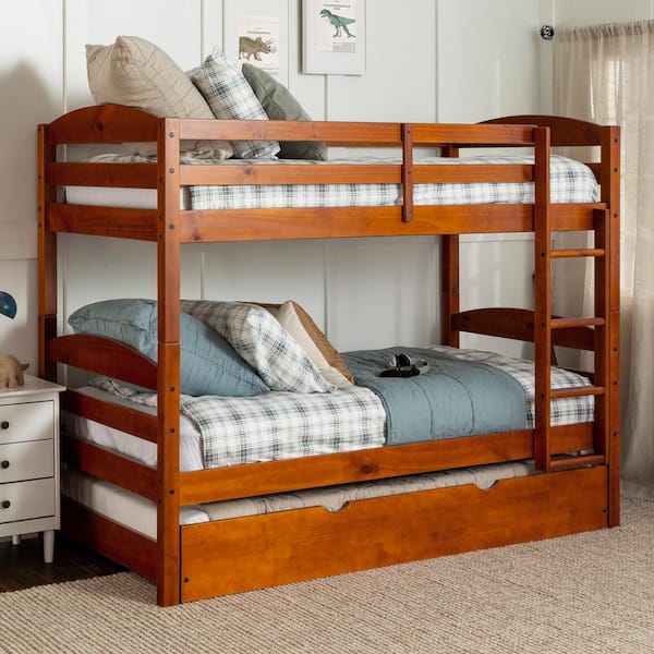 Welwick Designs Solid Wood Twin Over, Cherry Bunk Bed Set