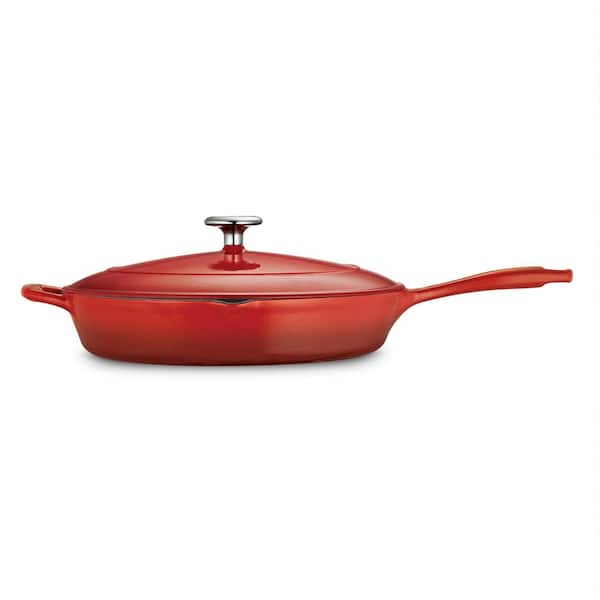 Tramontina Gourmet 12 in. Enameled Cast Iron Skillet in Gradated Red with  Lid 80131/058DS - The Home Depot