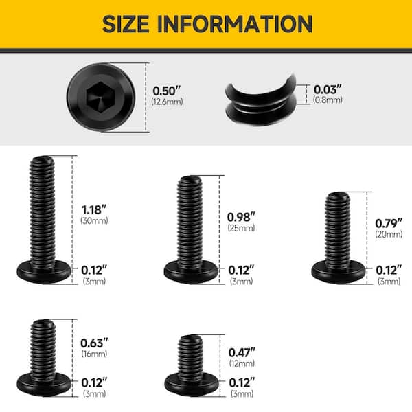 M6 Flat Head Hex Socket Cap Screws Bolts Assortment Kit (25-Piece)