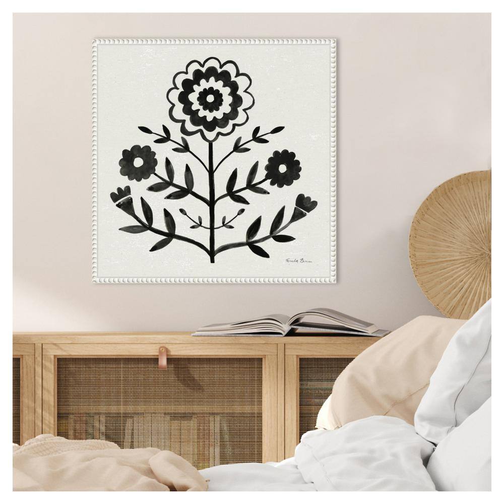 Black and White Botanic-Inspired Framed Canvas Wall Art