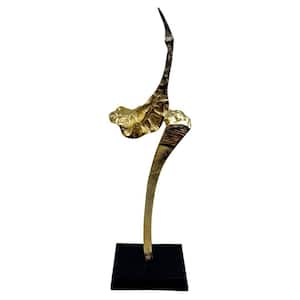 Gold 20.5 in. x 6 in. Decorative Handmade Aluminum Metal and Wood Abstract Sculpture