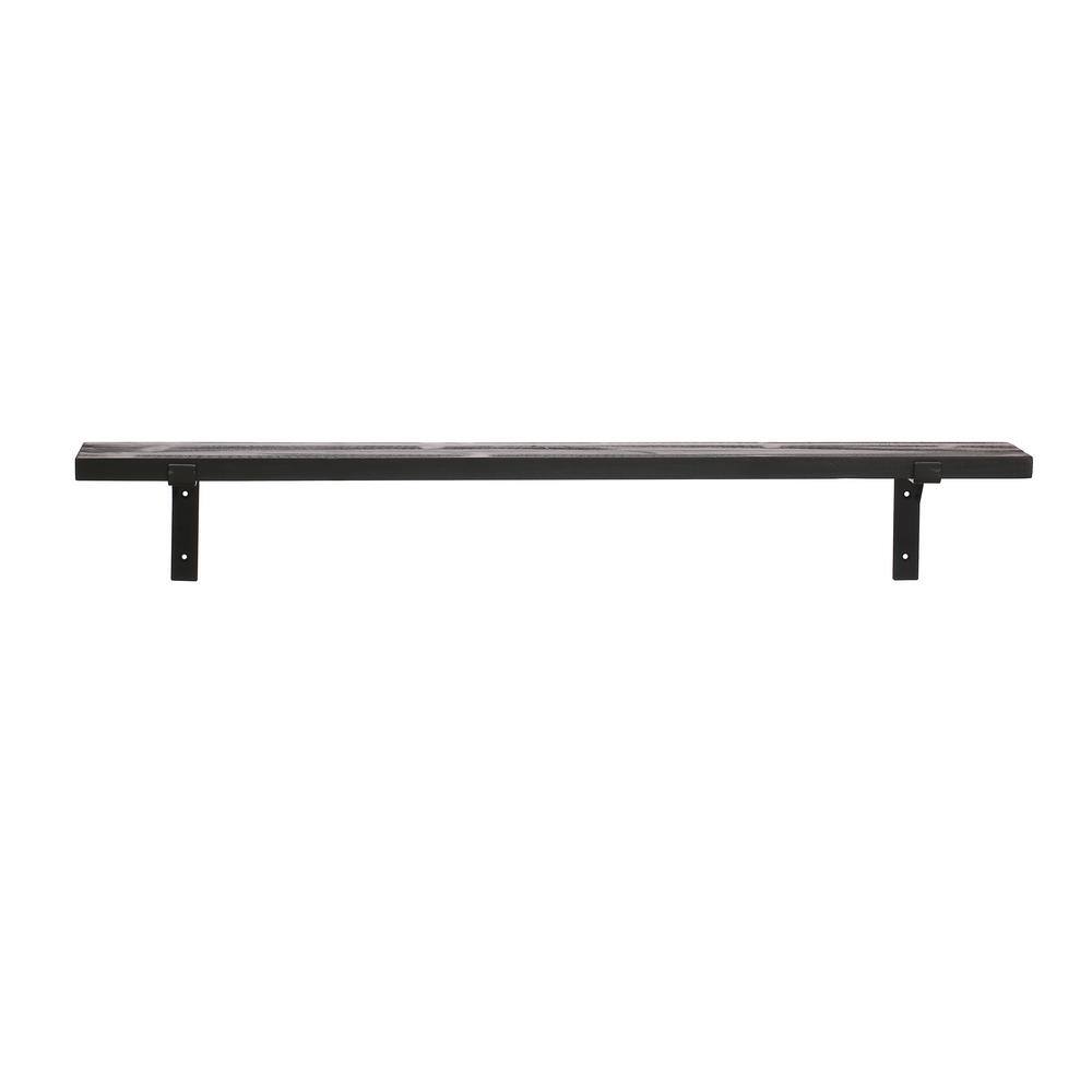 39.37 in. W x 6.12 in. D Sophisticaticated Black Wood and Metal Solid Decorative Wall Shelf