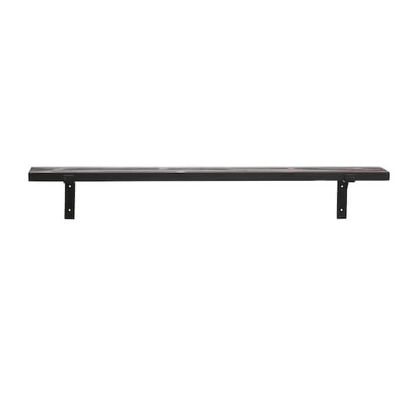 Storied Home 39.37 in. W x 6.12 in. D Sophisticaticated Black Wood and Metal Solid Decorative Wall Shelf