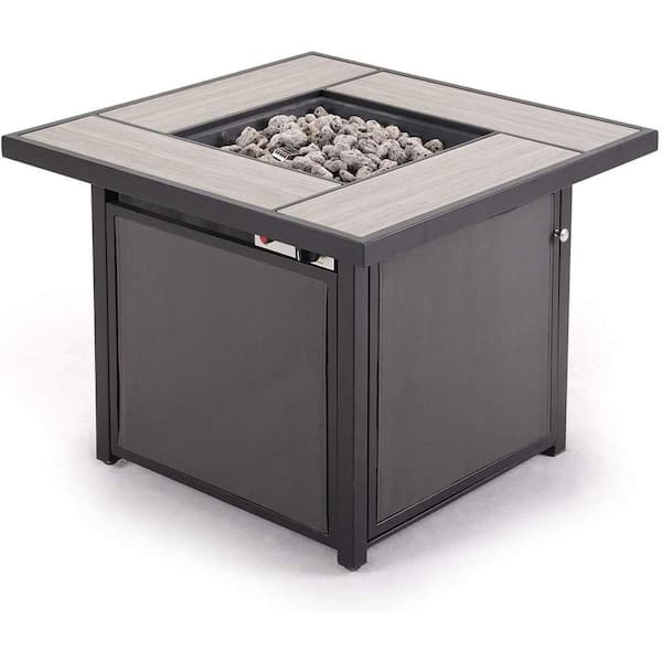 Anvil 32 in. 40,000 BTU Brown Square Stainless Steel Outdoor Propane Gas Fire Pit Table with Lid
