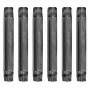 3/8 in. x 6 in. Black Steel Nipple (6-Pack)