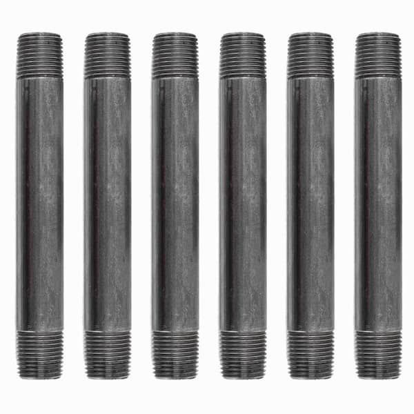 PIPE DECOR 3/8 in. x 6 in. Black Steel Nipple (6-Pack)